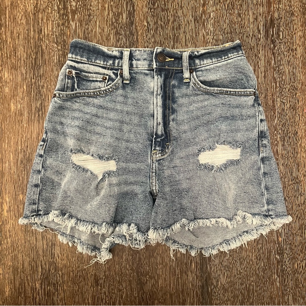 Abercrombie & Fitch High Rise Cutoff Distressed Denim Jean Shorts Size 0